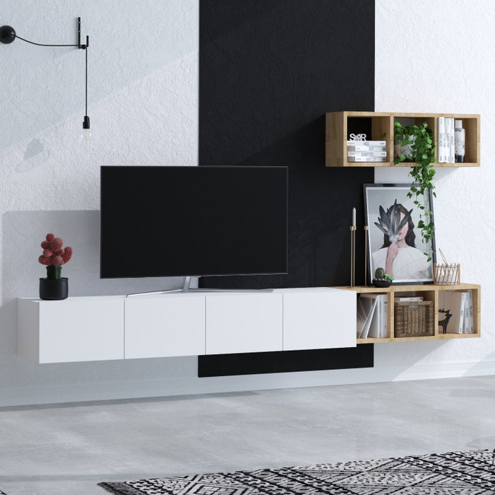 Hanah Home Mueble de TV Blanco y Roble